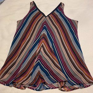 Lane Bryant Size 18 Multi-Stripe Pull-Over Tank. Ruffle Bottom. Lined. (689)